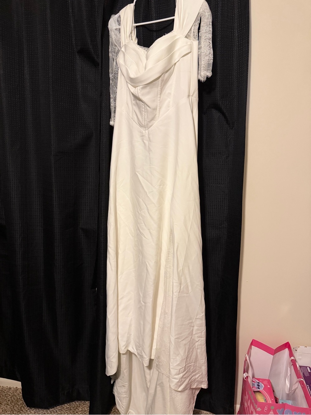 White Lace-Trim A-Line Women's Dress